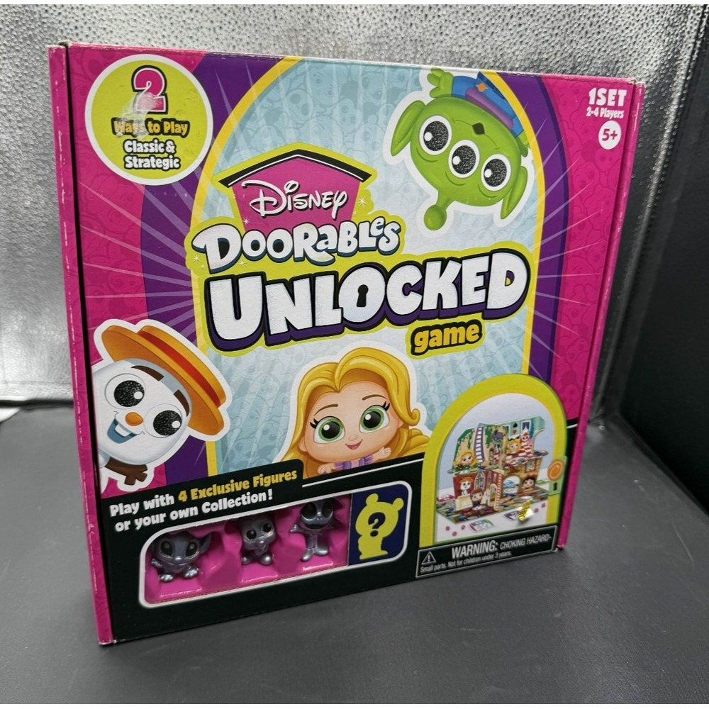 Disney Doorables Unlocked Game Board Game with 4 Exclusive Figures 1 Set New